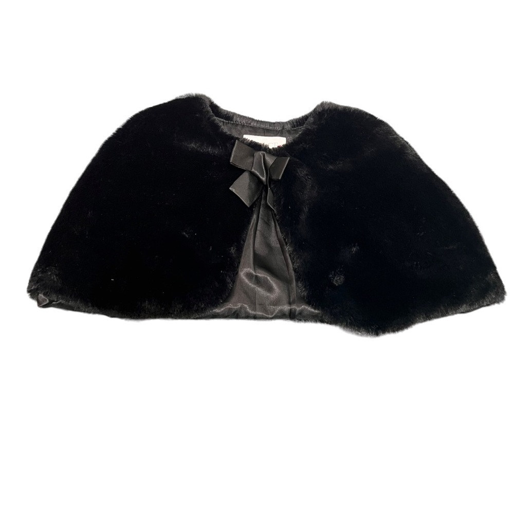 Children's Place Black Faux Fur Poncho Size Small 5/6